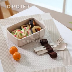 Bento kotak serat bambu dengan peralatan makan