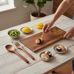 Set Peralatan Makan Kayu Empat Keping