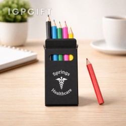 Set Pensil Warna Kayu Enam Warna - Hitam Mat