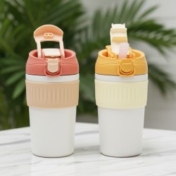 450ml Cawan Pemanasan Stainless Steel Berwarna (Dengan Straw)