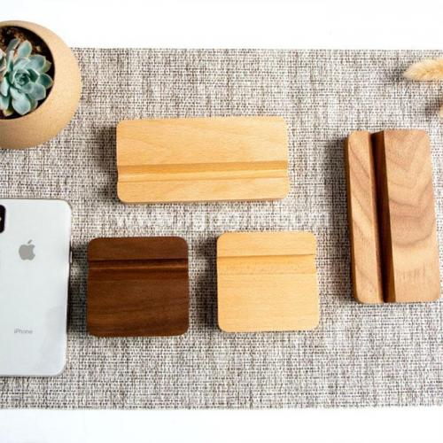 Double groove solid wood phone holder