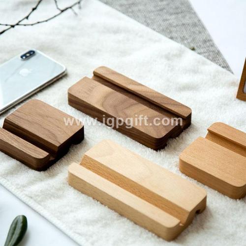 Double groove solid wood phone holder