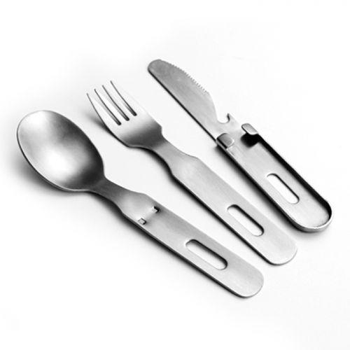 Stainless Steel Portable Three-piece Suit with Knife Spoon Fork