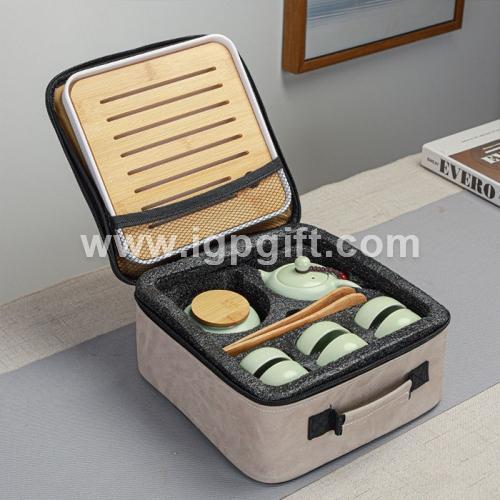 Ceramic Tea Set with Travel Storage Bag 