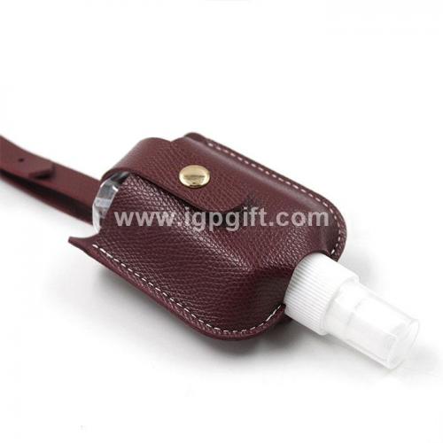 Leather sheath for hand sanitizer