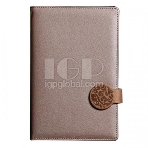 Leather Round Button Notebook