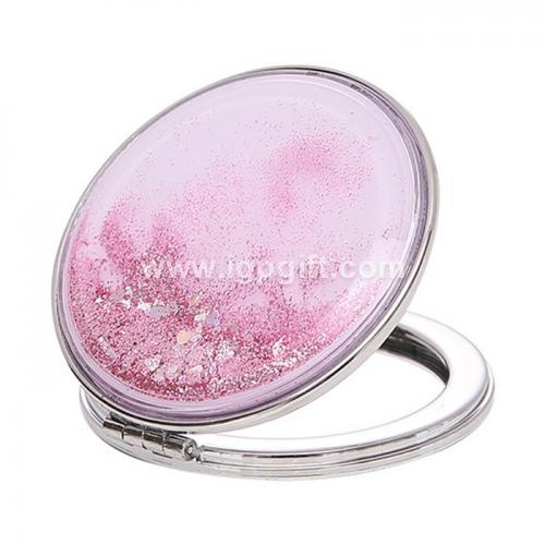 Liquid glitter foldable makeup mirror