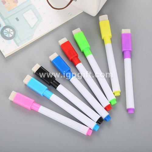 Colored whiteboard marker with brush