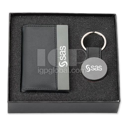 Cardholder+Keychain Leather Gift Set