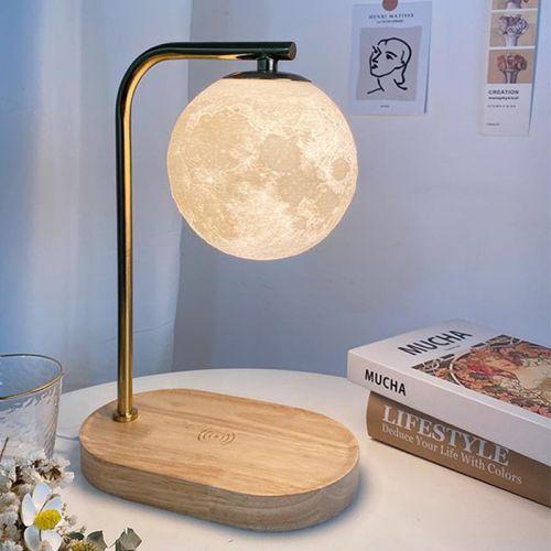 Moon Lamp with Wooden Pedestal