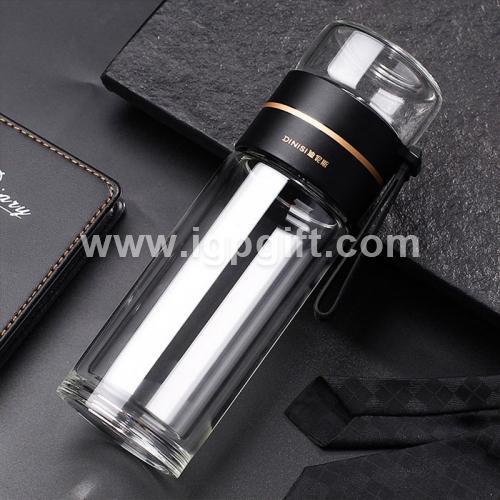 Double Layer Glass Water Bottle With Tea Strainer