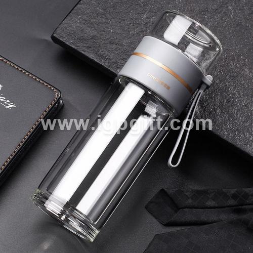 Double Layer Glass Water Bottle With Tea Strainer
