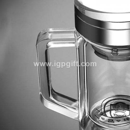 Glass cup with the handle