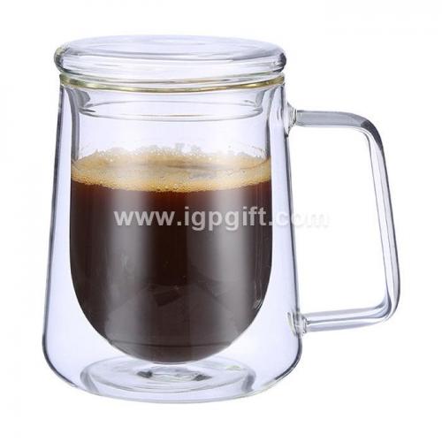 Double-layer transparent coffee mug