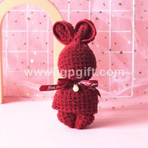 Bunny Towel with Pearl Ribbon