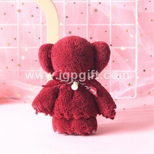 Bunny Towel with Pearl Ribbon