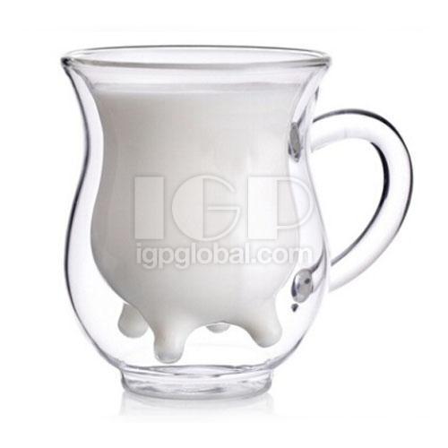 Transparent Double Layer Glass Milk Cup